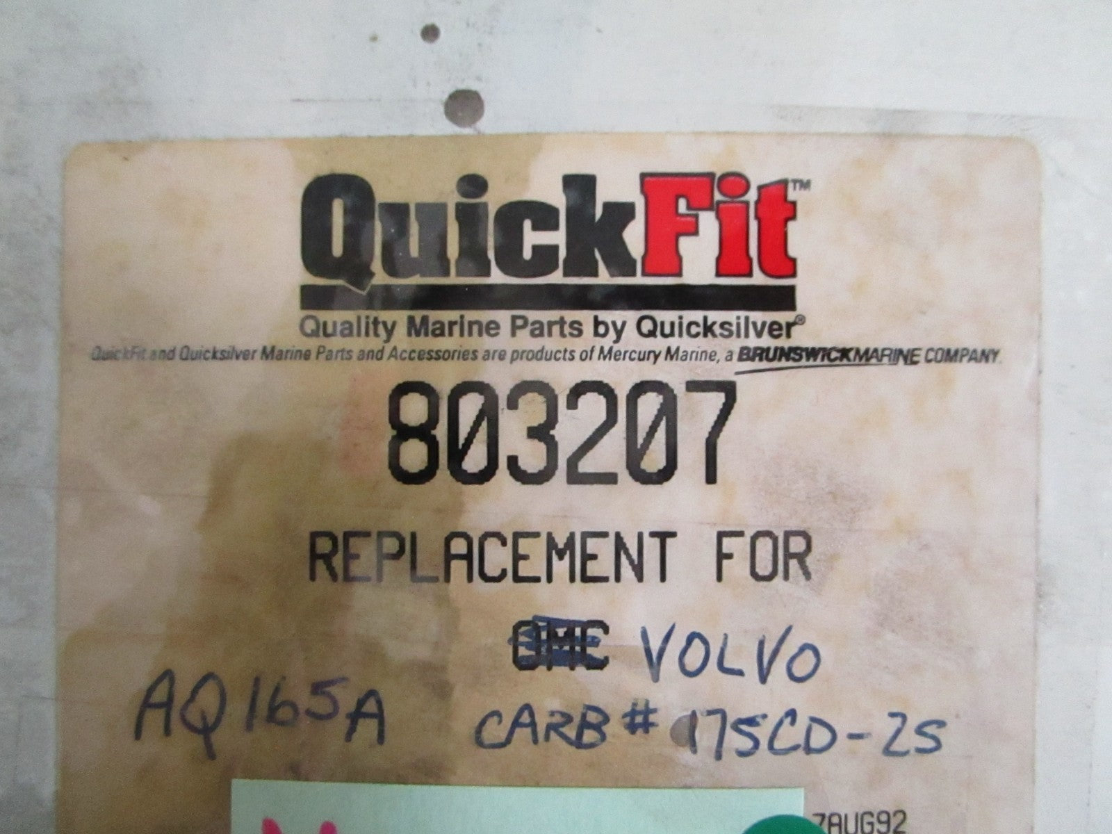 NEW 803207 Mercury QuickFit Carburetor Kit 0820