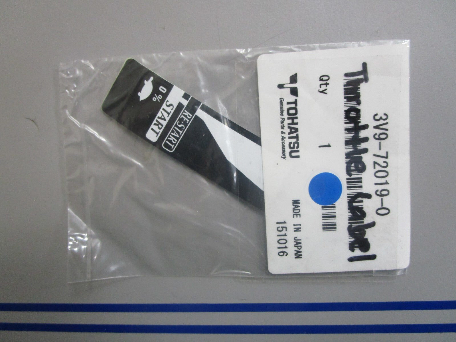 *NEW OEM* 0810 Tohatsu Throttle Label 3V9-72019-0 3V9720190