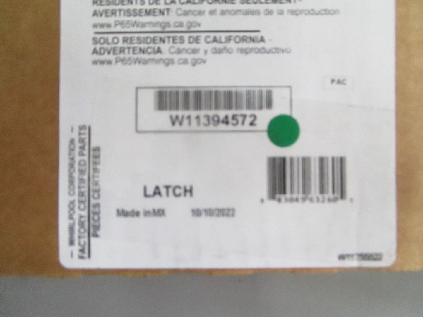 NEW OEM W11394572 Whirlpool Latch 0820