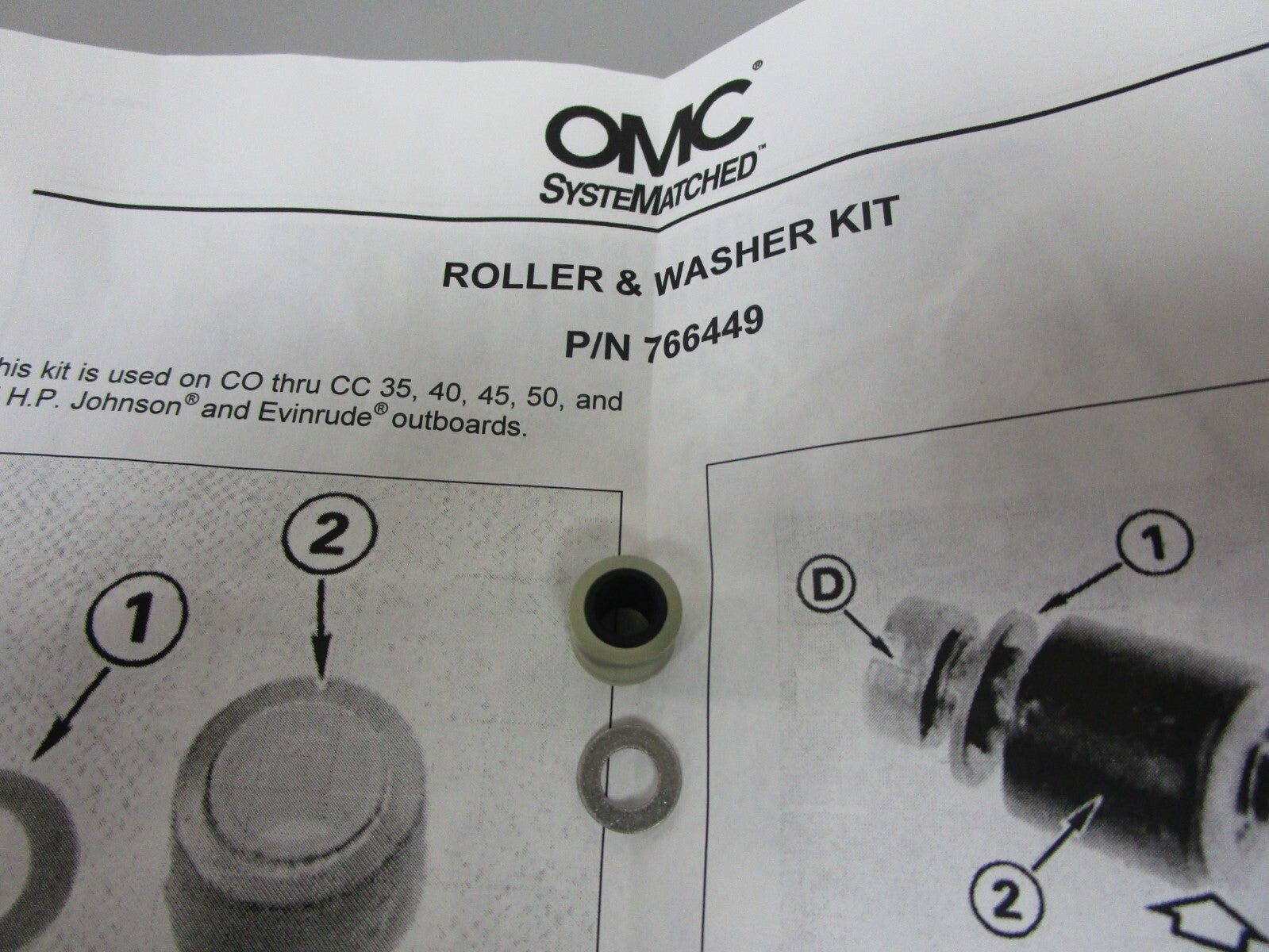 *NEW OEM* 0810 OMC Johnson Evinrude Roller & Washer Kit 766449 0766449