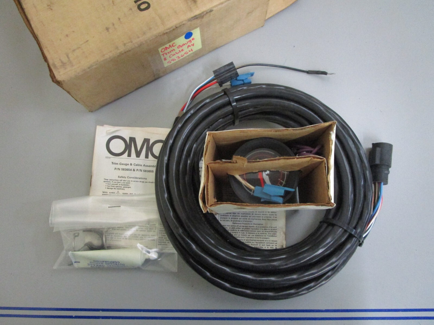 *NEW OEM* 0820 OMC Johnson Evinrude Trim Gauge & Cable Ay 583654 0583654