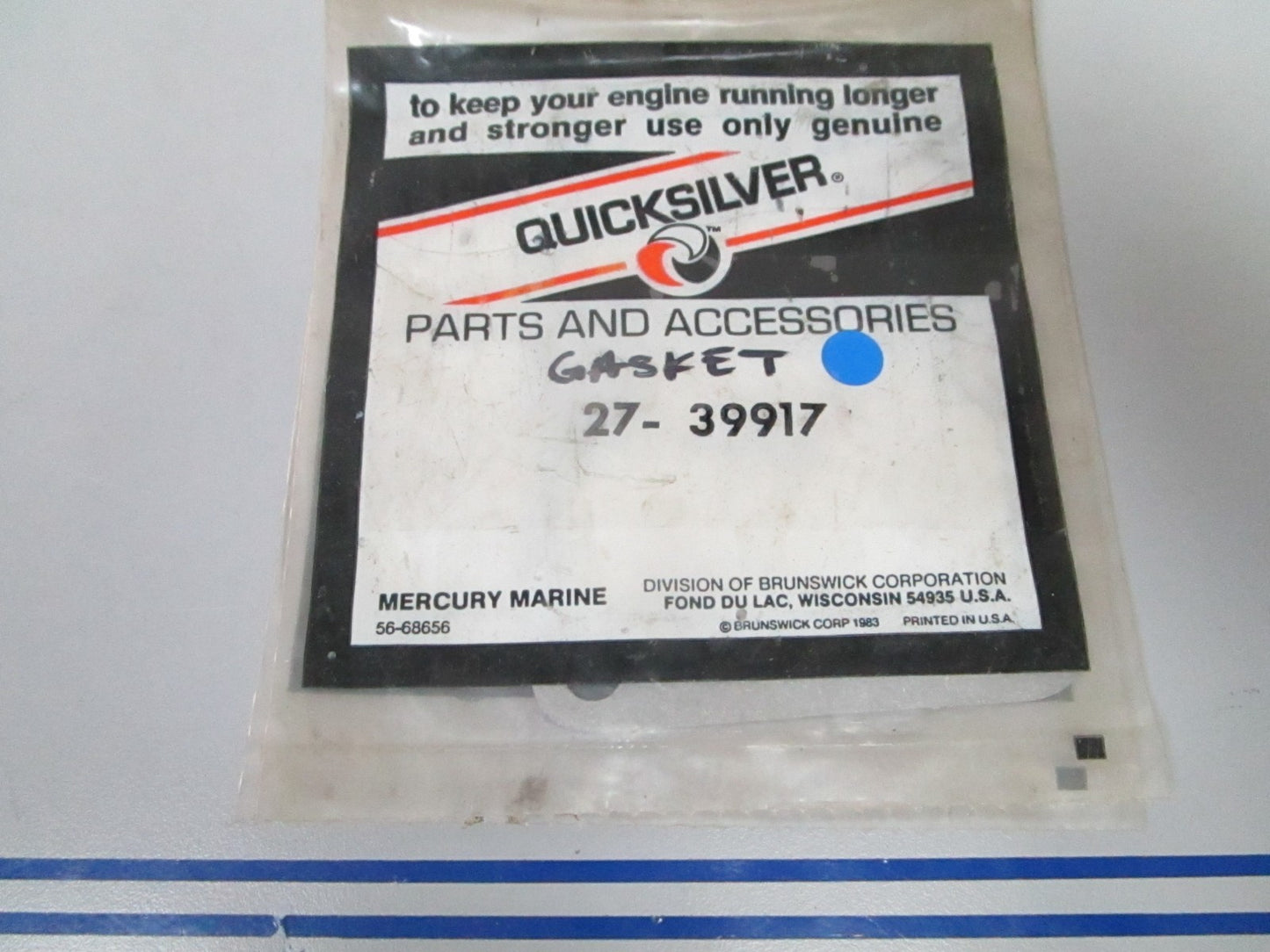 NEW OEM (LOT OF 2) 27-39917 Mercury Quicksilver Gasket 0810
