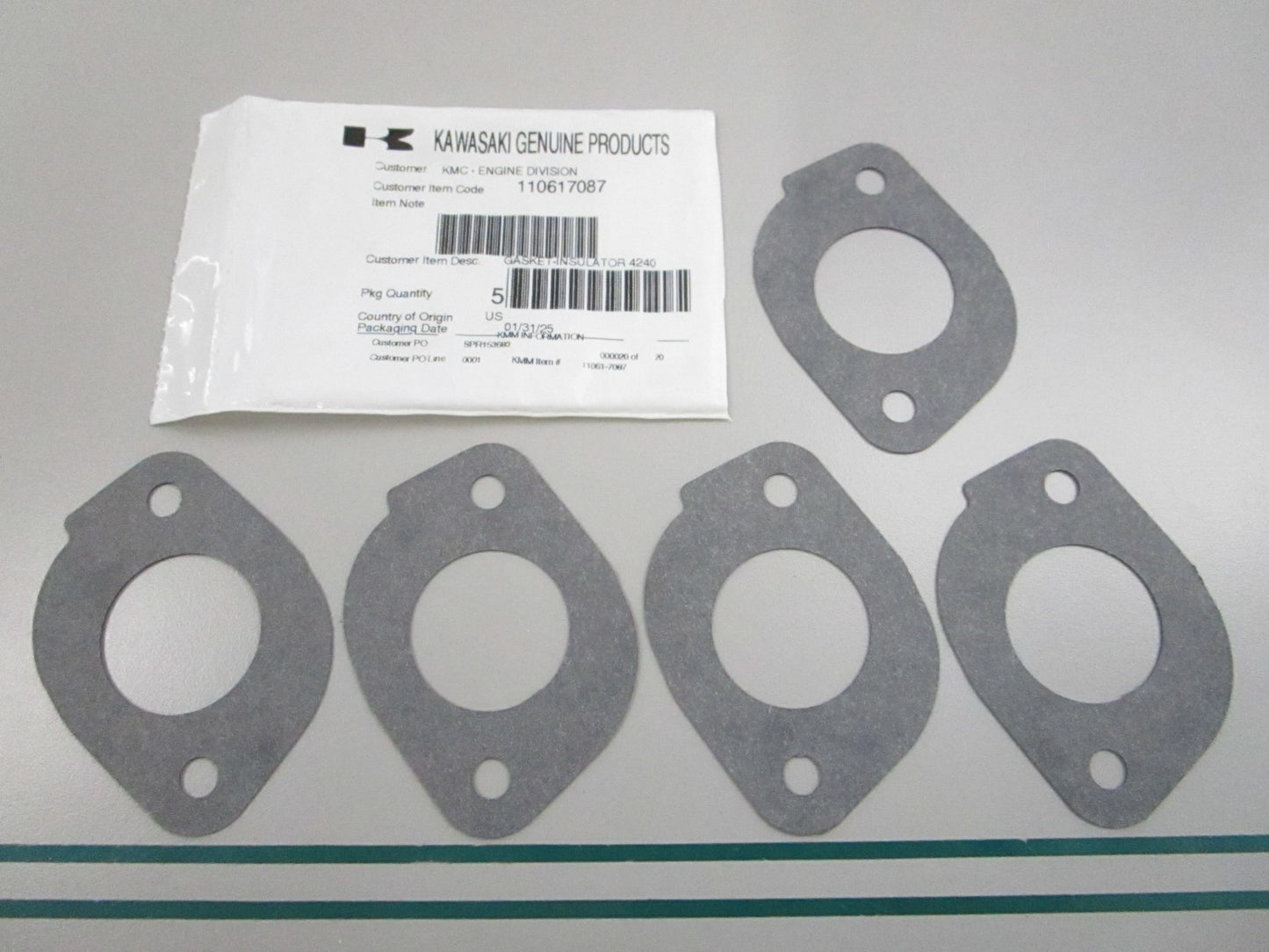 NEW OEM (LOT OF 5) 11067-7087 Kawasaki Insulator Gasket 0810