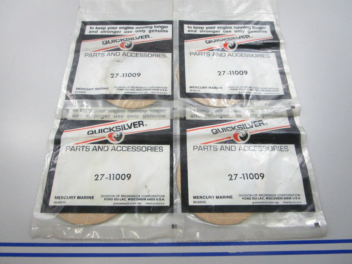 NEW OEM (LOT OF 4) 27-11009 Mercury Quicksilver Gasket 0810