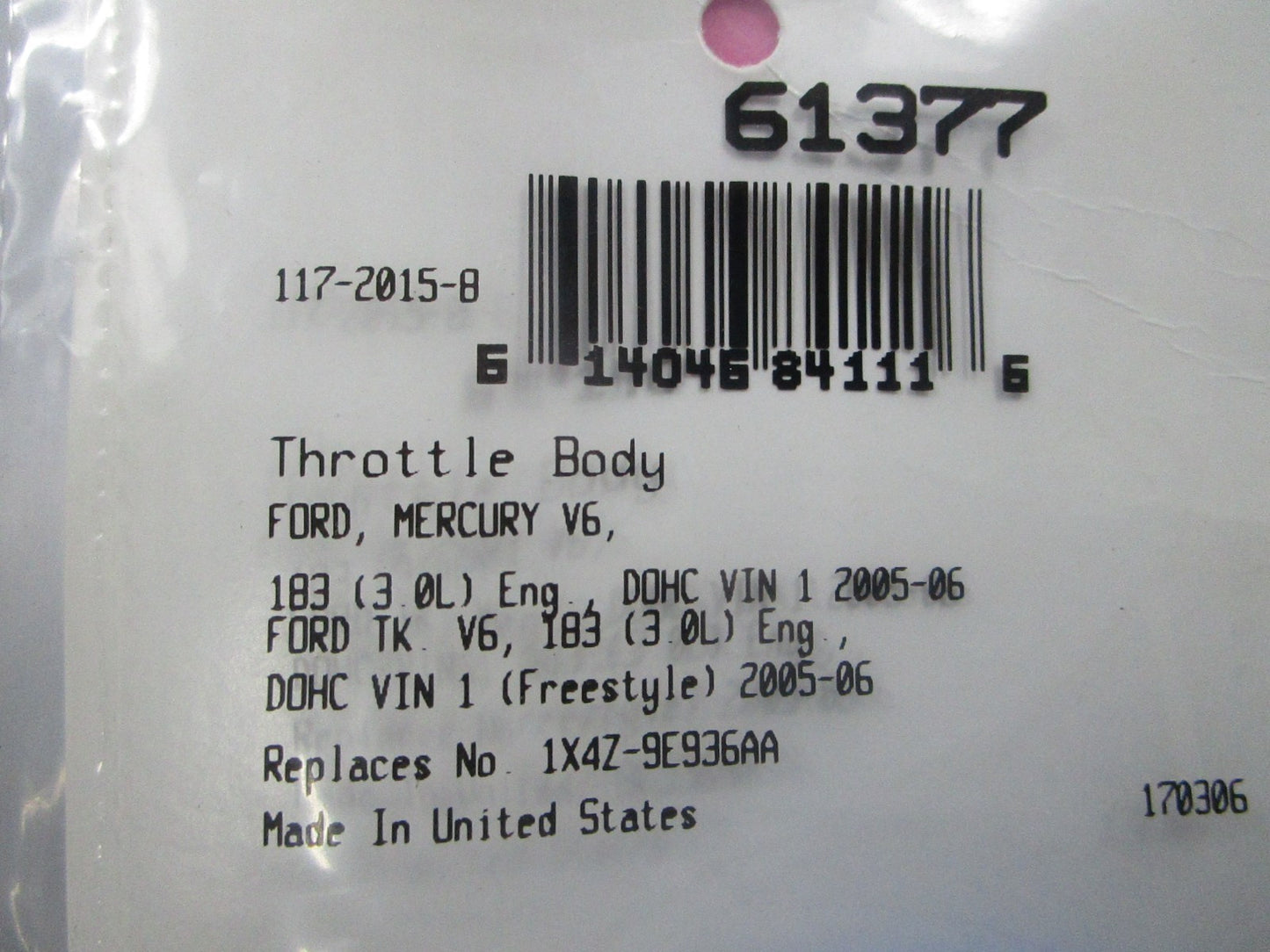 NEW 61377 Fel-Pro Throttle Body Gasket 0810