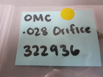 *NEW OEM* 0810 OMC Johnson Evinrude .028 Orifice 322936 0322936