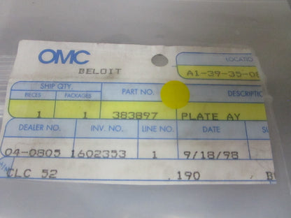 *NEW OEM* 0720 OMC Johnson Evinrude Plate Assembly 383897 0383897