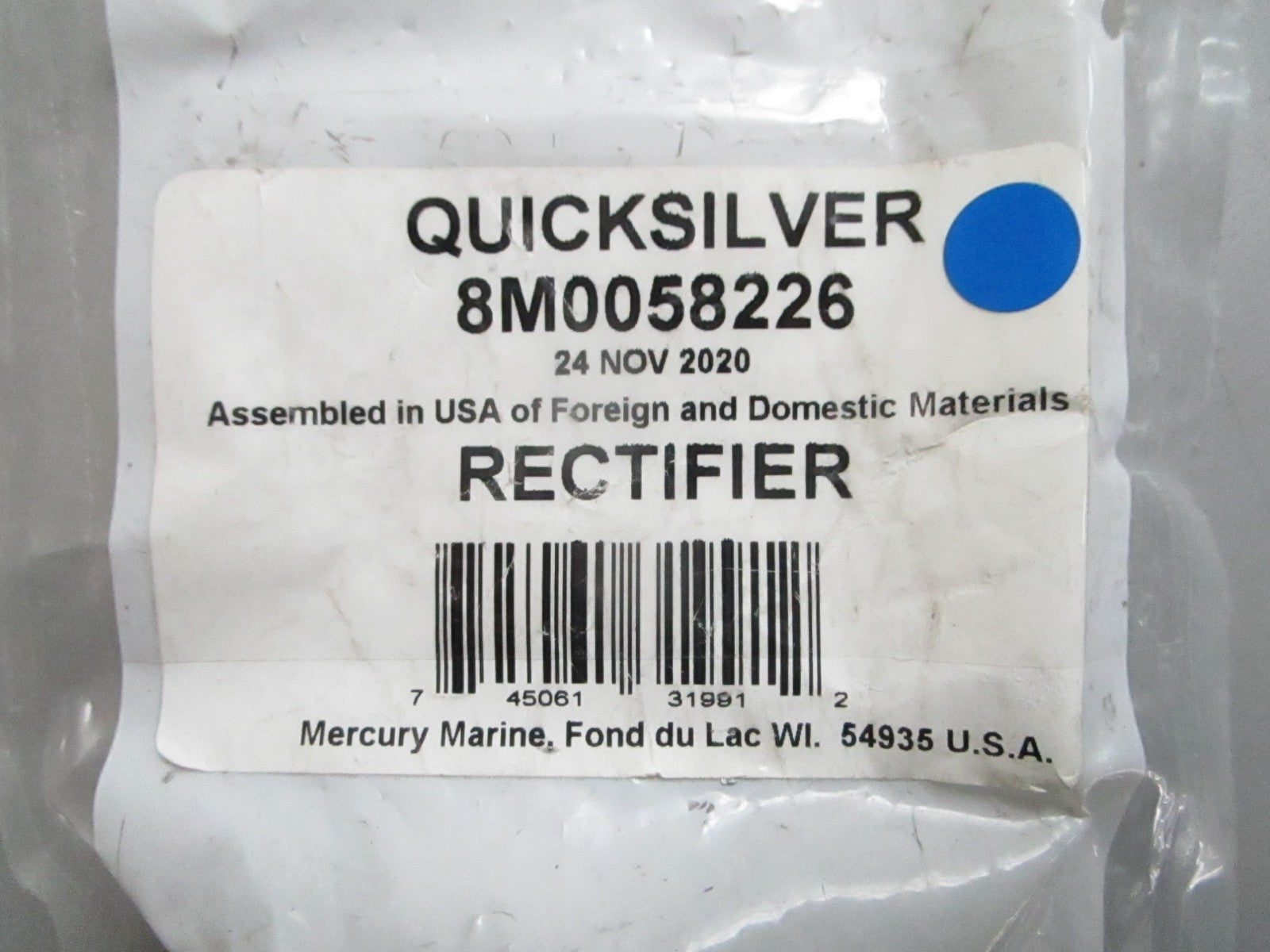 *NEW OEM* 0820 Mercury Quicksilver Rectifier 8M0058226