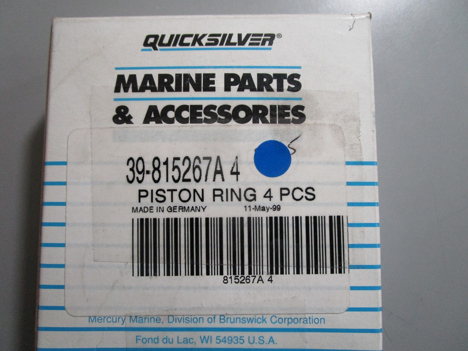 *NEW OEM* 0810 Mercury Quicksilver 4 Piece Piston Ring Set 39-815267A4