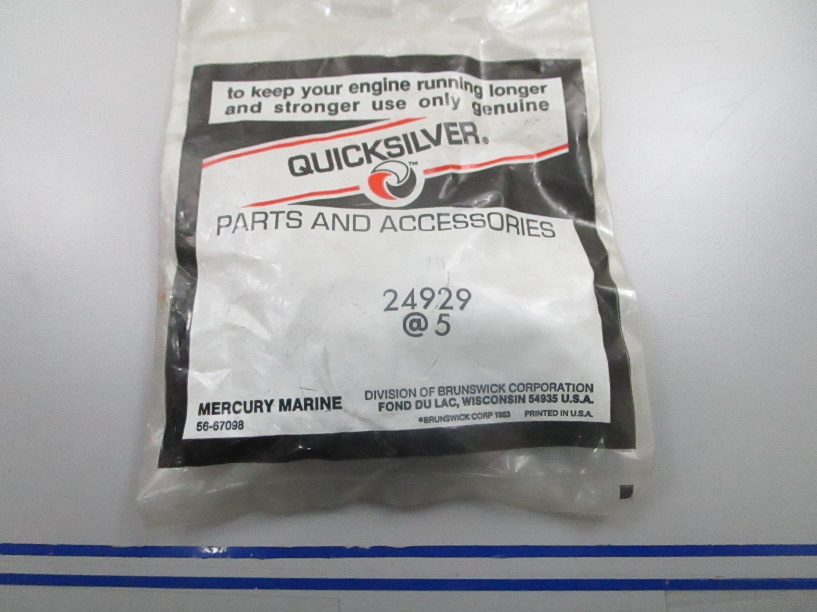 *NEW OEM* (LOT OF 5) 0810 Mercury Quicksilver "U" Cup Packing 24929
