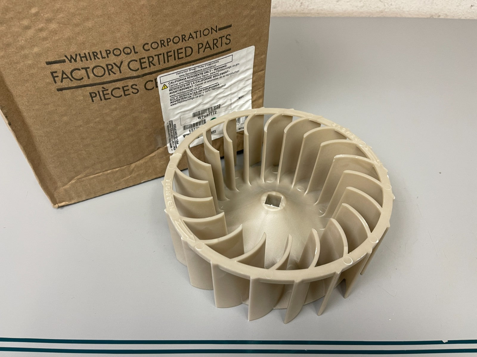 Whirlpool NEW OEM Dryer Blower Wheel WP697772 Maytag Kenmore KitchenAid 0720