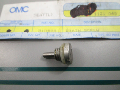 NEW OEM 318544 0318544 OMC Johnson Evinrude Drain Plug 0810