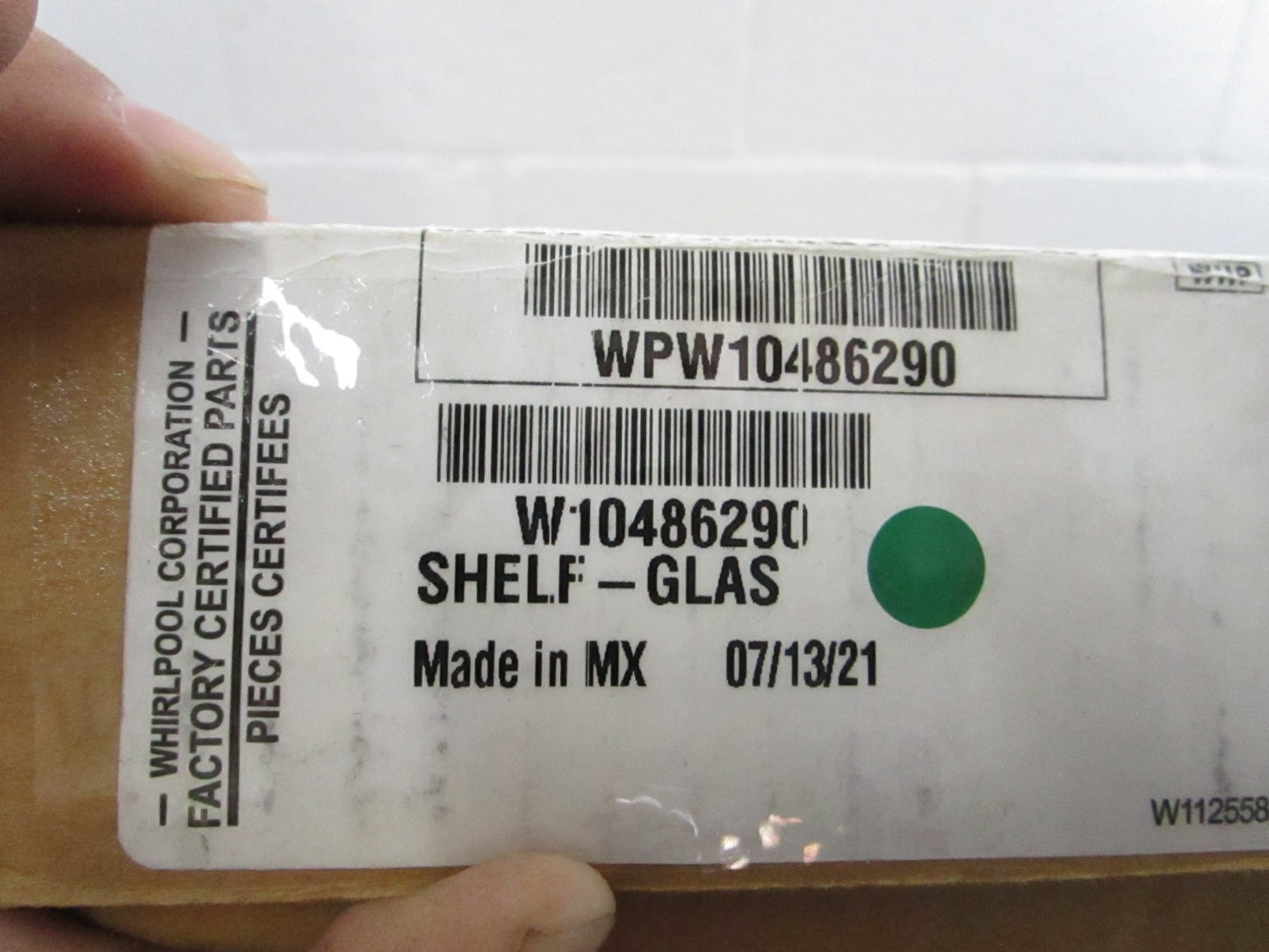 NEW OEM WPW10486290 Whirlpool Glass Shelf 0810