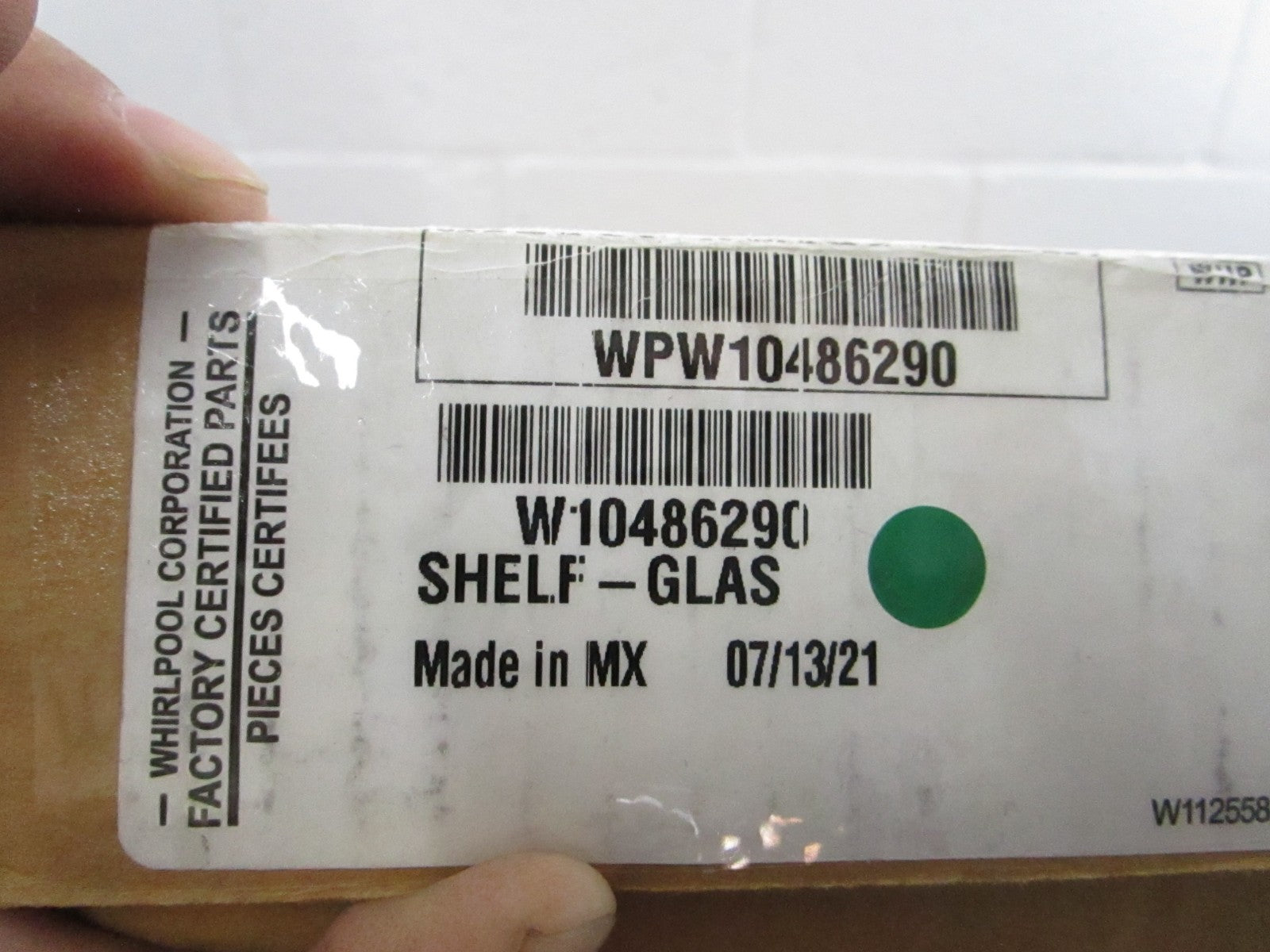 NEW OEM WPW10486290 Whirlpool Glass Shelf 0810