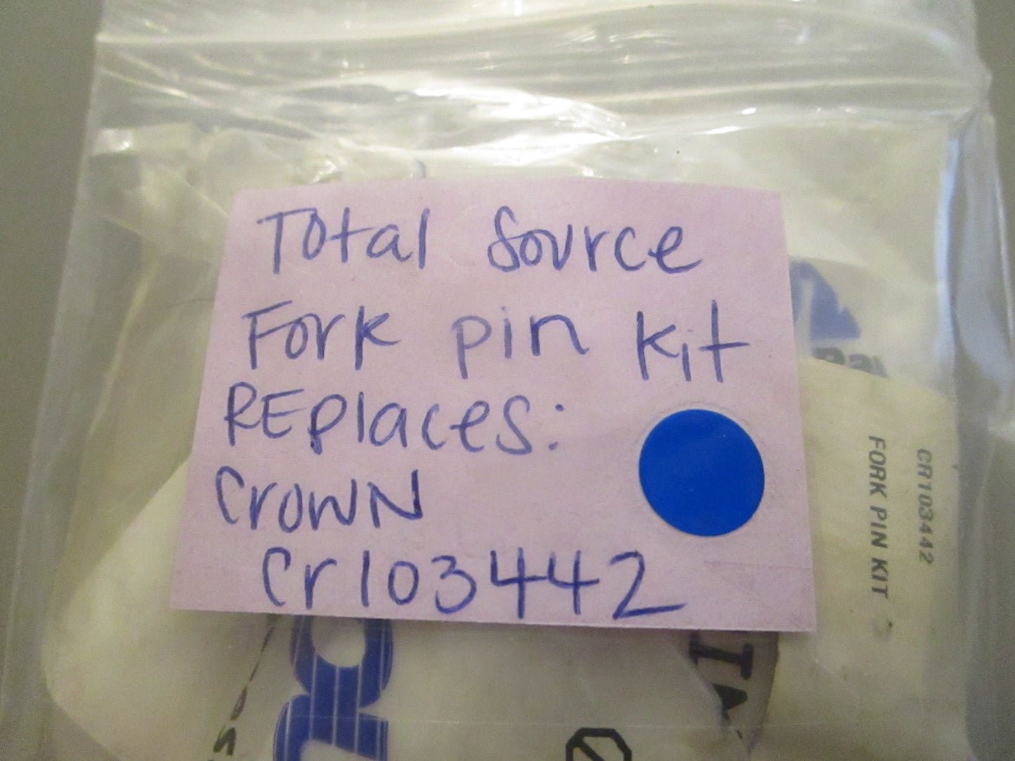 NEW Replaces: Crown CR103442 Total Source Forklift Pin Kit 0720