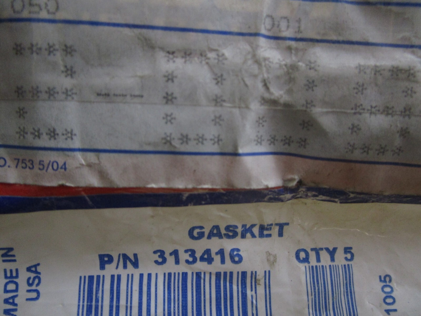 *NEW OEM* (LOT OF 5) 0810 OMC Johnson Evinrude Gasket 313416 0313416