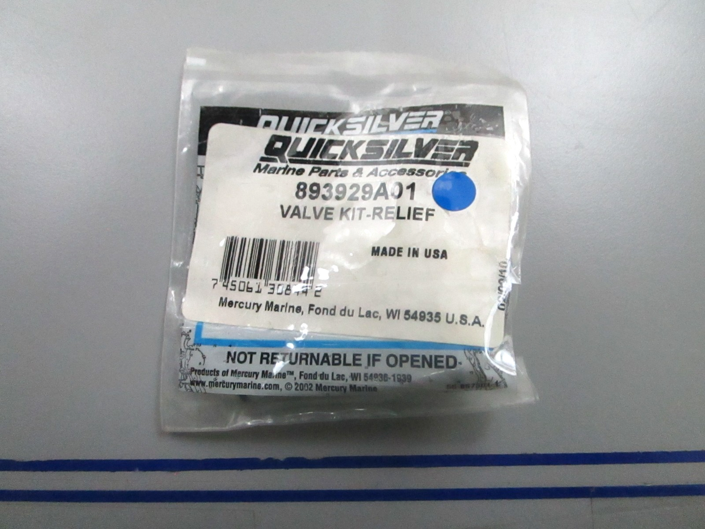 *NEW OEM* 0810 Mercury Quicksilver Relief Valve Kit 893929A01