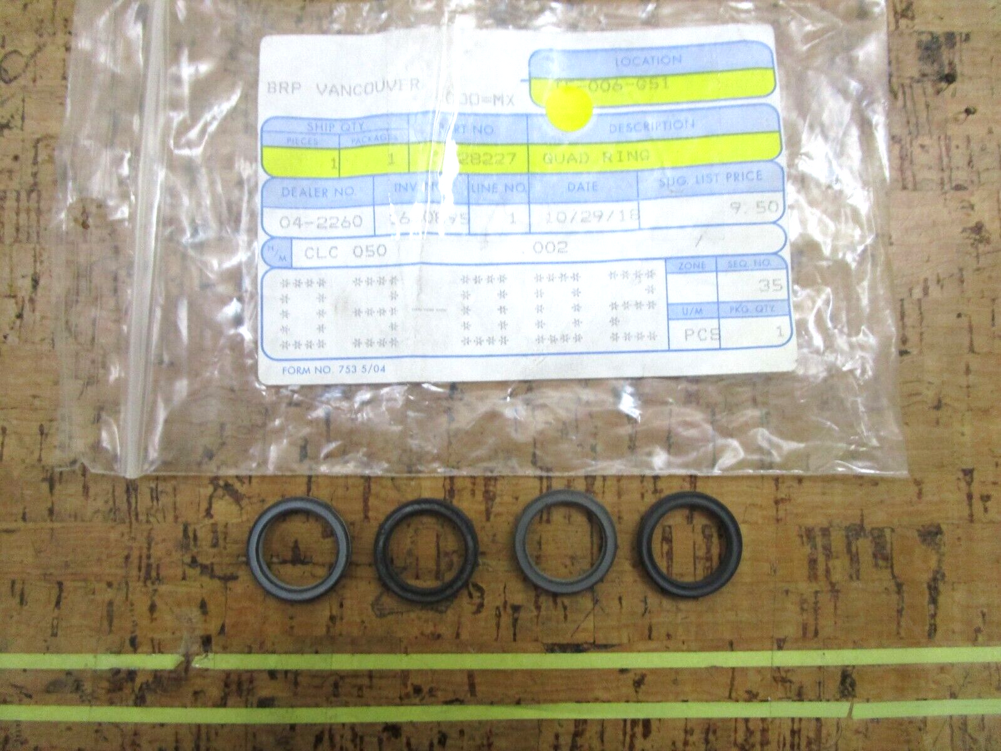 *NEW OEM* (LOT OF 4) 0750 OMC Johnson Evinrude QUAD RING 328227 0328227