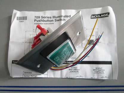 NEW OEM Schlage 709 GR EX ILL 12VDC 709 Series "Push to Exit" Button Switch 0820