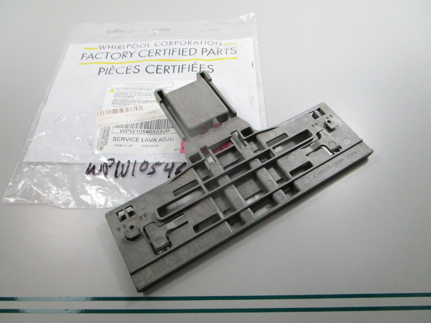 NEW OEM W10546503 Whirlpool Dishrack Adjuster Arm 0810