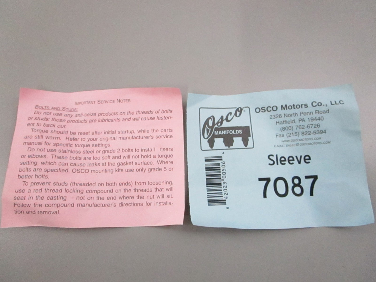 NEW 7087 Osco Sleeve 0810