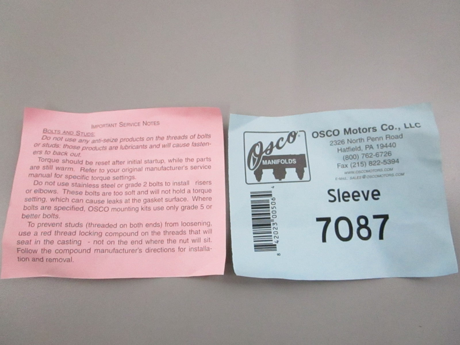 NEW 7087 Osco Sleeve 0810
