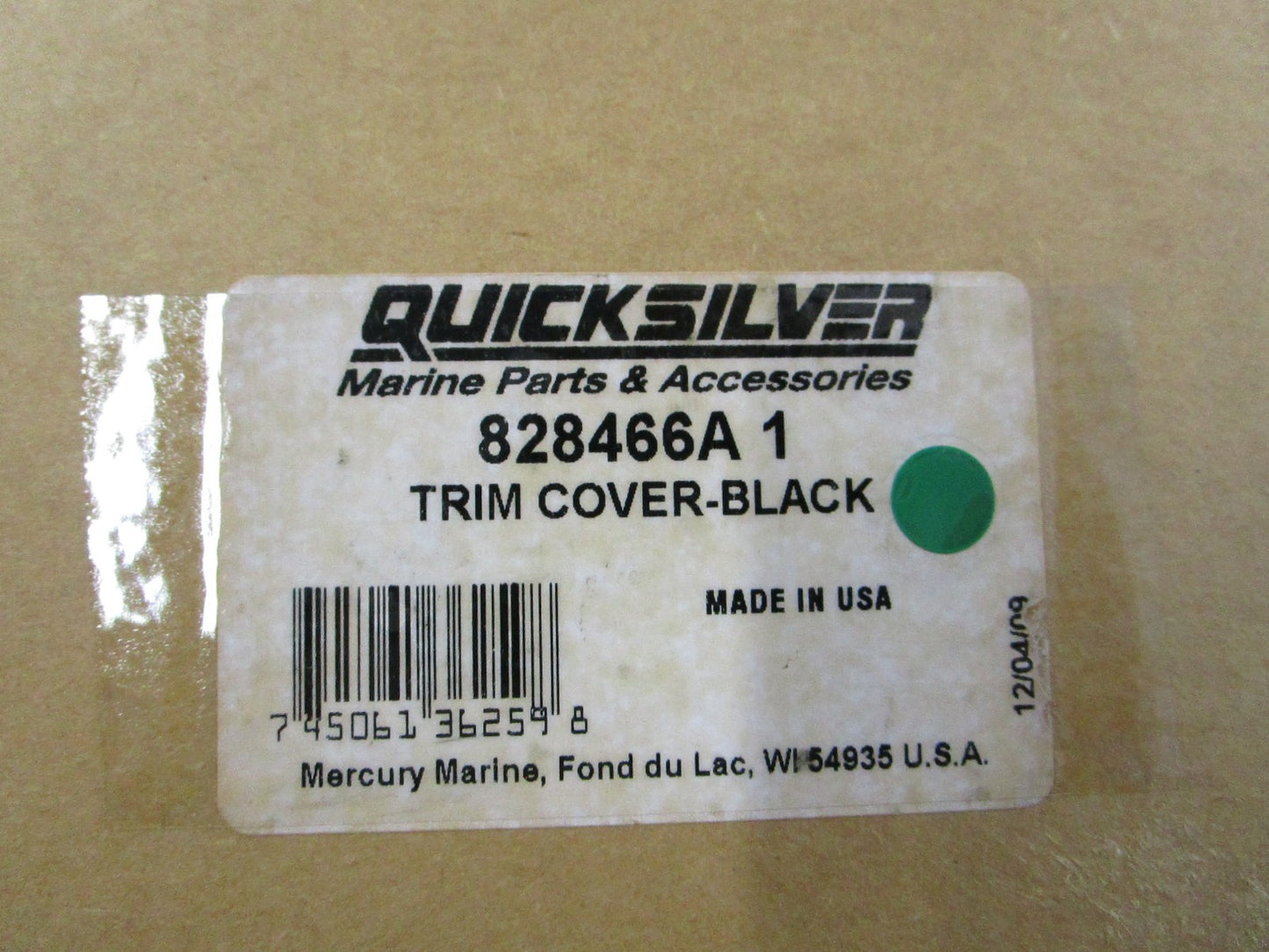 NEW OEM 828466A 1 Mercury Quicksilver Black Trim Cover 0810