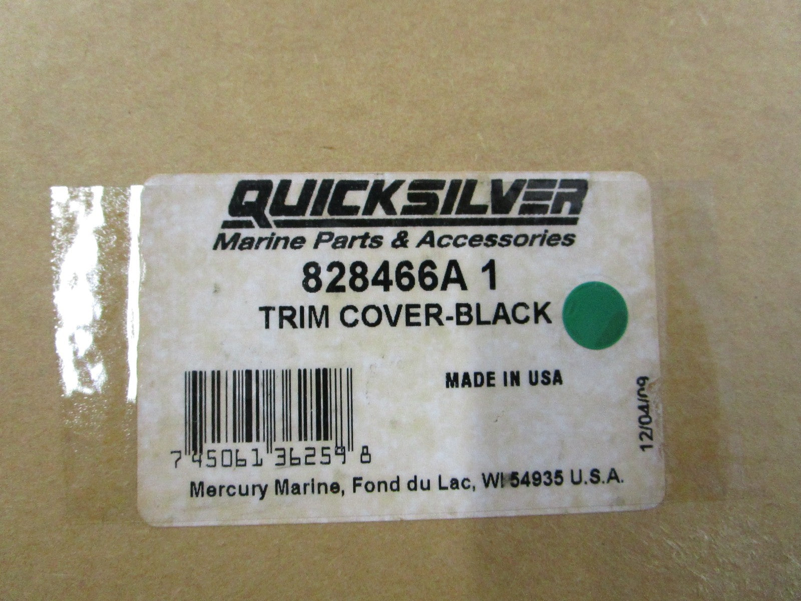 NEW OEM 828466A 1 Mercury Quicksilver Black Trim Cover 0810