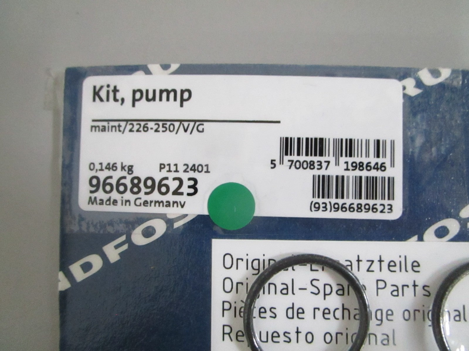 Grundfos 96689623 Pump Kit Maint 226-250 Viton Glass NOS NEW OEM 0820