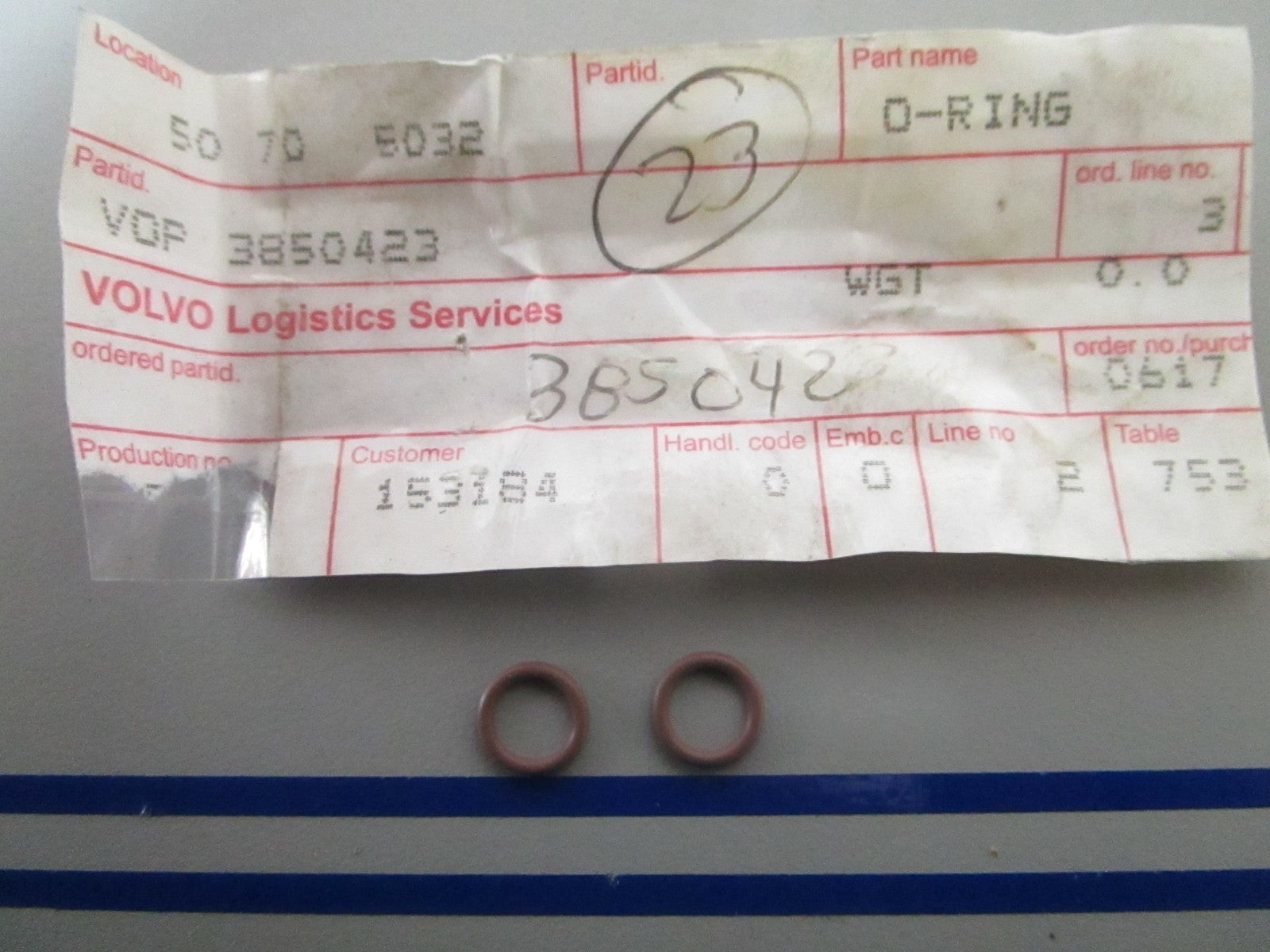 NEW OEM (LOT OF 2) 3850423 Volvo Penta O-Ring 0810