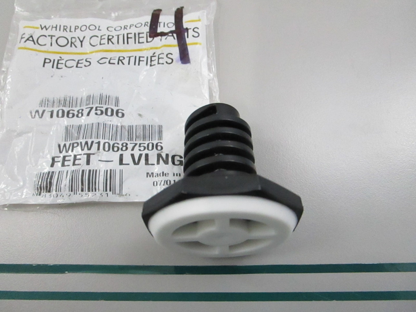Whirlpool NEW OEM Washer Leveling Leg Foot WPW10687506 Maytag Amana NOS 0810