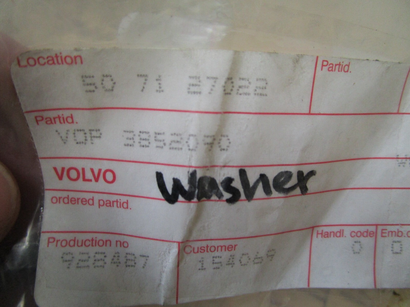 *NEW OEM* 0750 Volvo Penta WASHER 3852090
