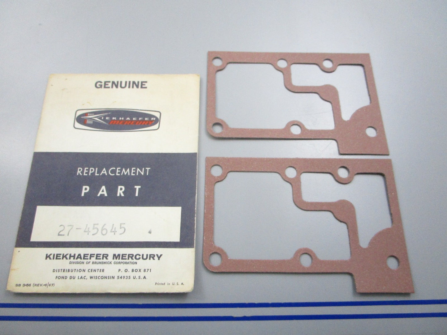 NEW OEM (LOT OF 2) 27-45645 Mercury Quicksilver Gasket 0810