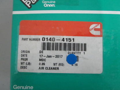 *NEW OEM* 0820 Onan Cummins Air Cleaner 0140-4151