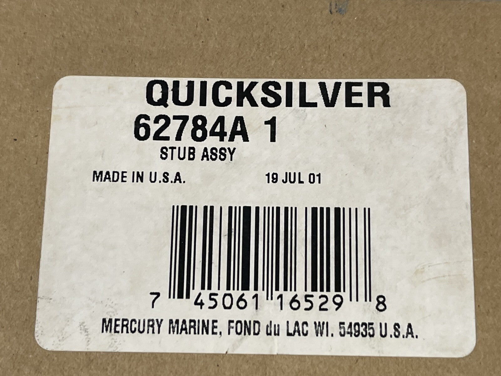 *NEW OEM* 0670 Mercury Quicksilver  Stub Assembly 62784A1