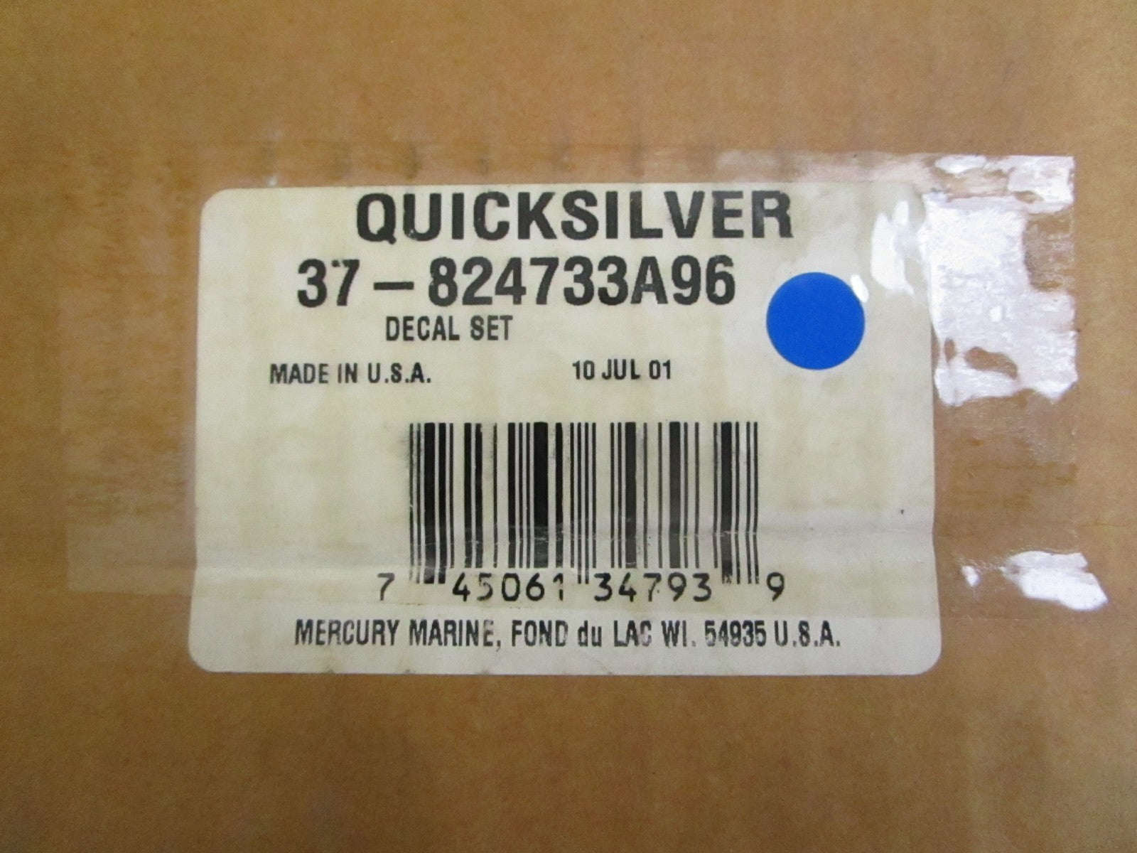*NEW OEM* 0820 Mercury Quicksilver Decal Set 37-824733A96