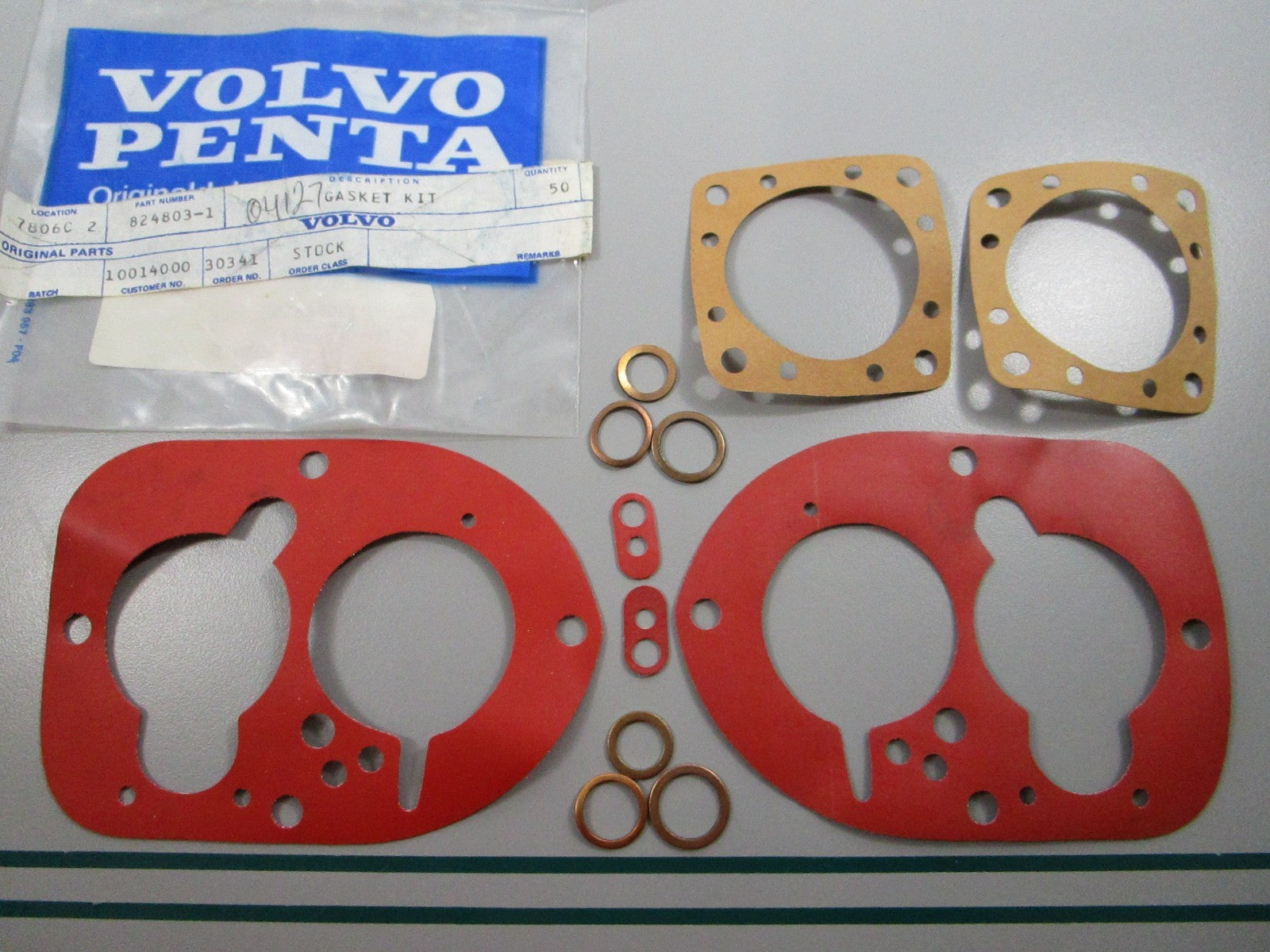 NEW OEM (LOT OF 2) 824803 Volvo Penta Carburetor Gasket Kit 0810