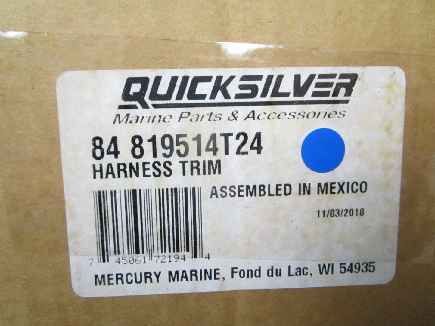 *NEW OEM* 0820 Mercury Quicksilver Trim Harness 84-819514T24