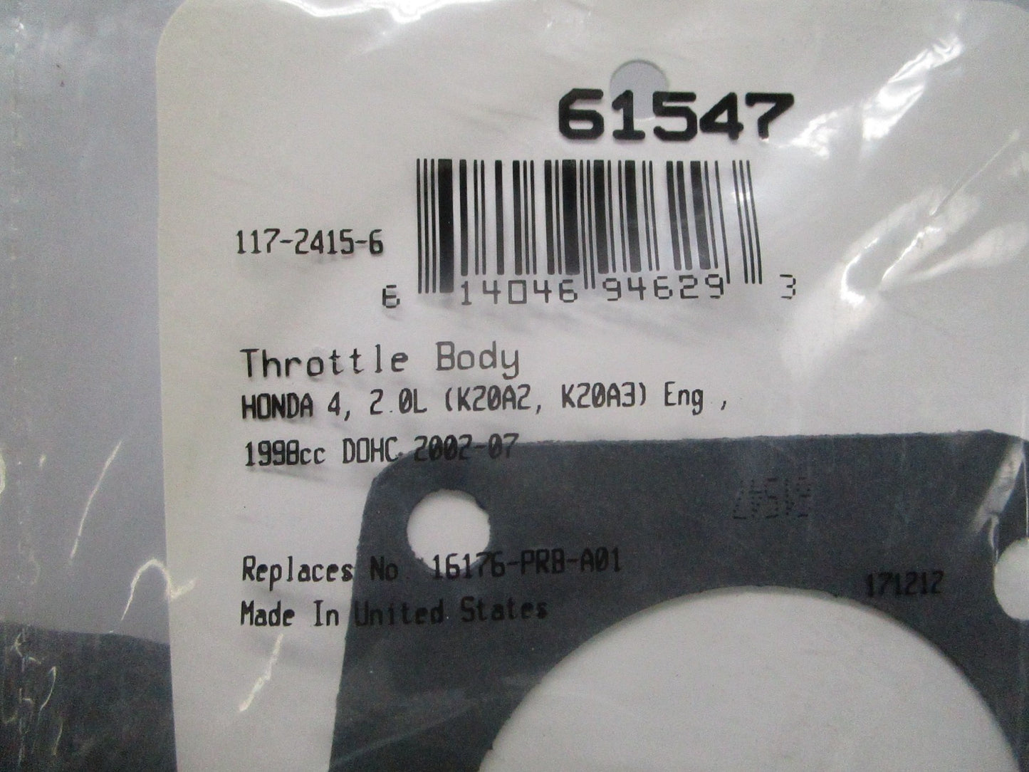 *NEW* 0810 Fel-Pro Throttle Body Gasket 61517