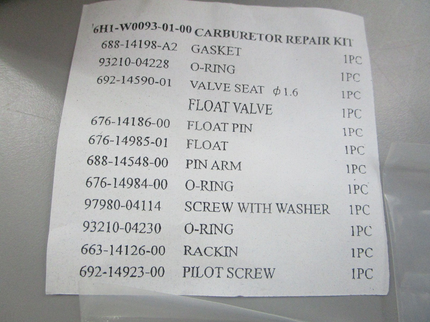 NEW 18-7291 Replaces: 346-87122-0 6H1-W0093-01-00 Sierra Carburetor Kit 0810