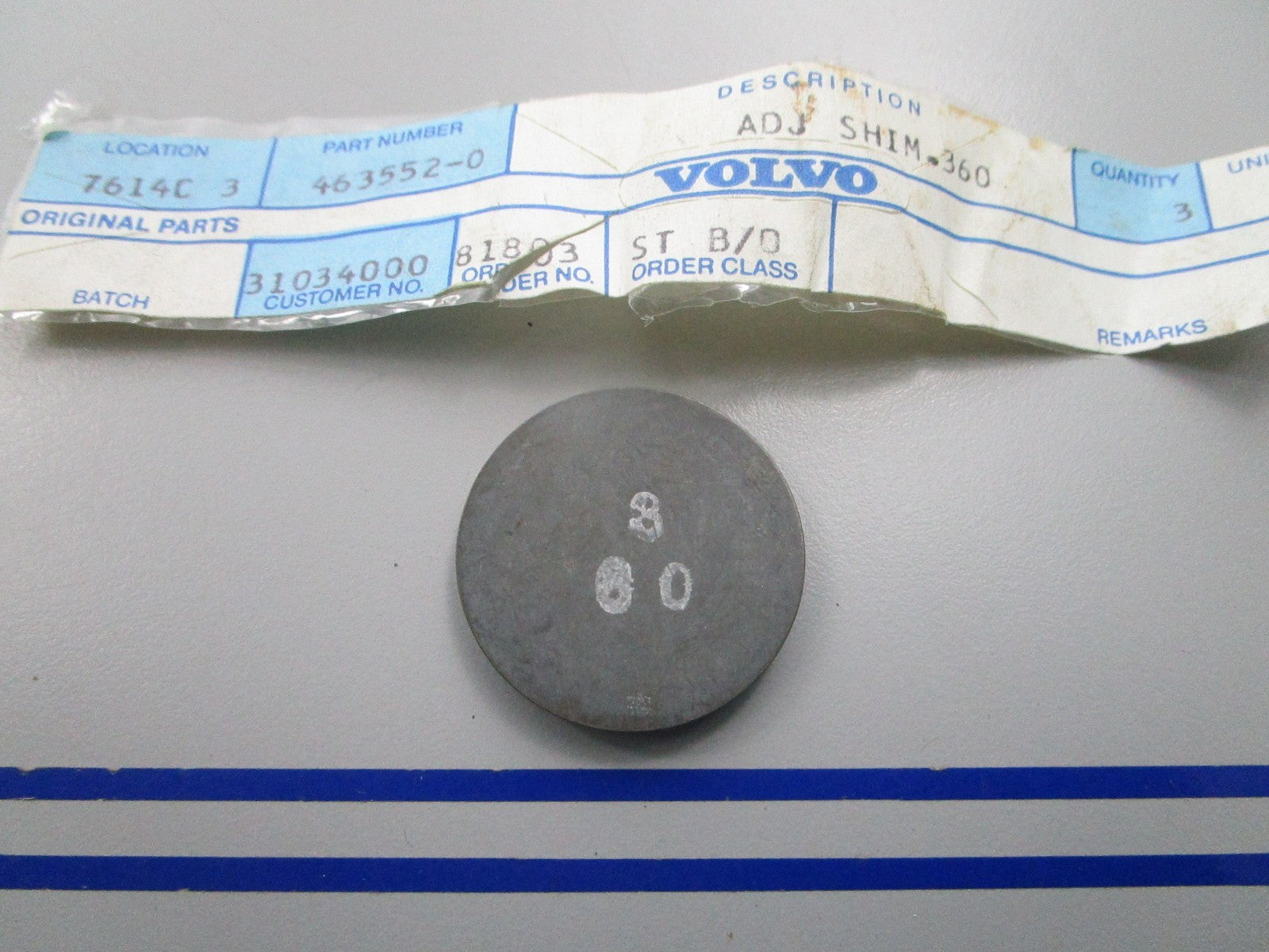 NEW OEM 463552 Volvo Penta 3.60mm Adjusting Washer 0810