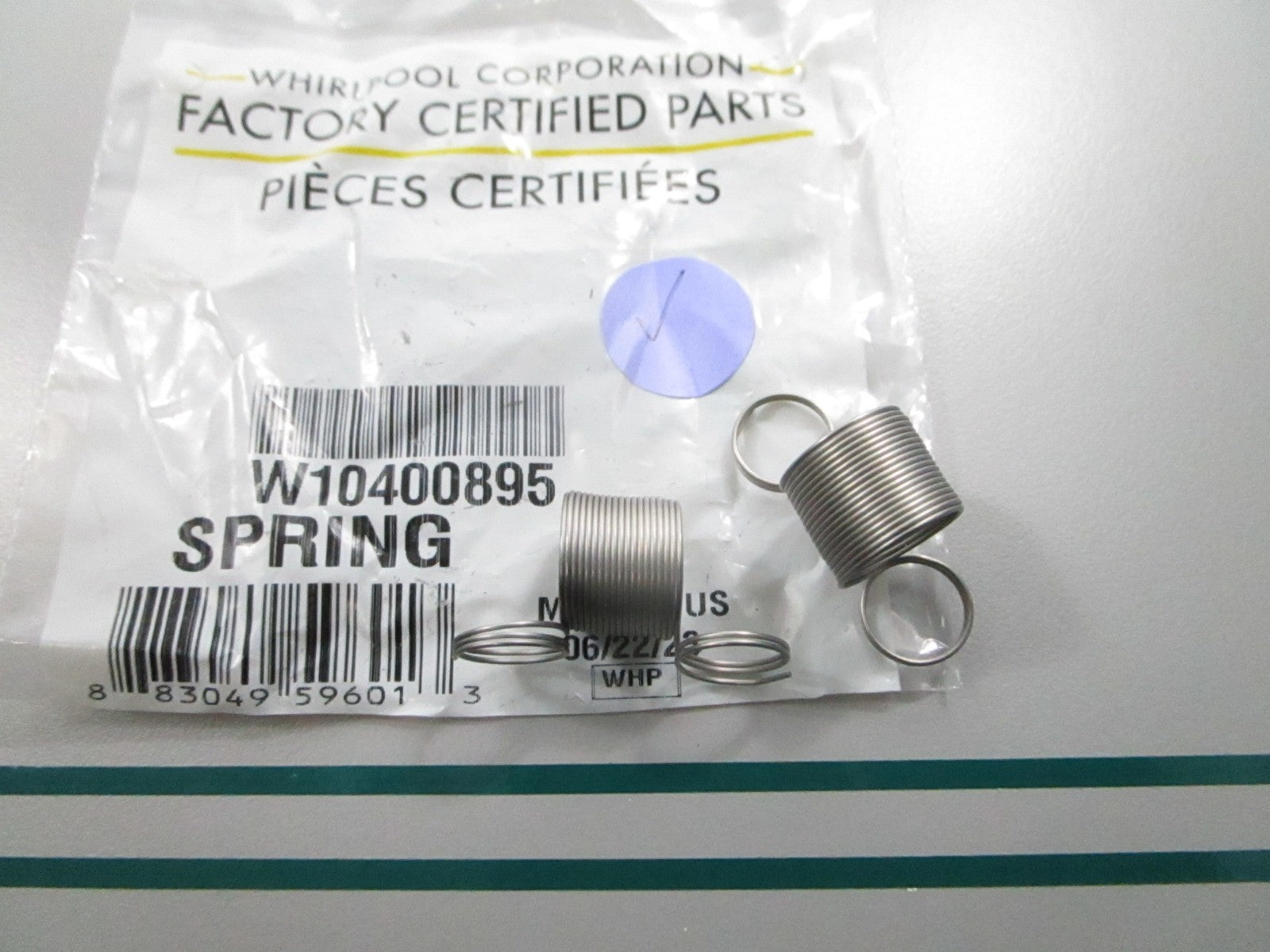 NEW OEM W10400895 Whirlpool 2 Spring Set 0810