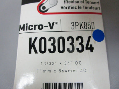 NEW K030334 Gates Micro-V 13/32" x 34" Serpentine Belt 0720