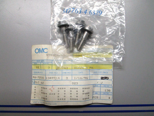 *NEW OEM* (LOT OF 4) 0810 OMC Johnson Evinrude Screw 317763 0317763