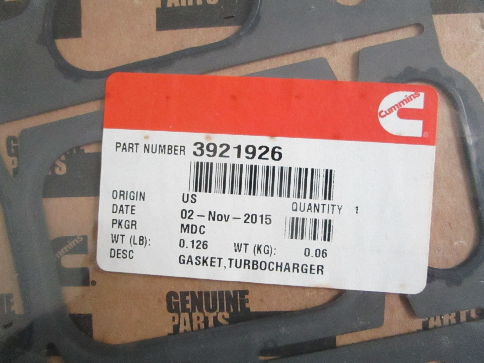 NEW OEM 3921926 Cummins Turbocharger Gasket 0820