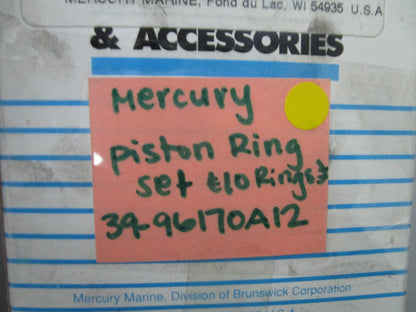 *NEW OEM* 0810 Mercury Quicksilver Piston Ring Set (10 Rings) 39-96170A12