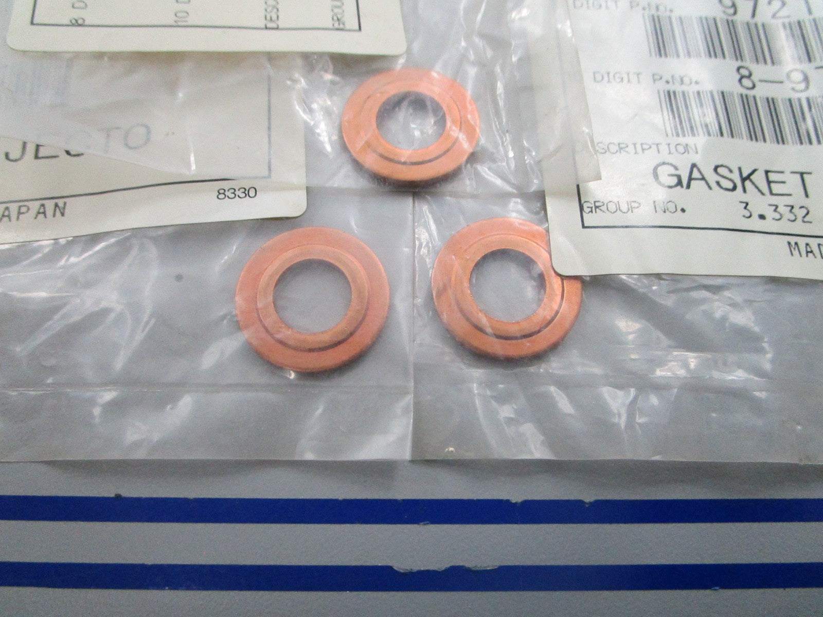 *NEW OEM* (LOT OF 3) 0810 Harley Davidson Copper Injector Gasket 97216082