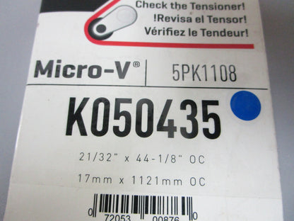 NEW K050435 Gates Micro-V 21/32" x 44 ⅛" Serpentine Belt 0720