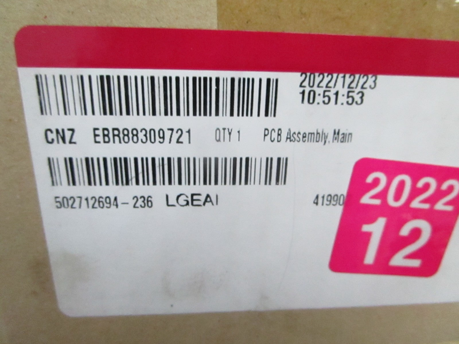 *NEW OEM* 0820 LG Refrigerator Main Control Board EBR88309721