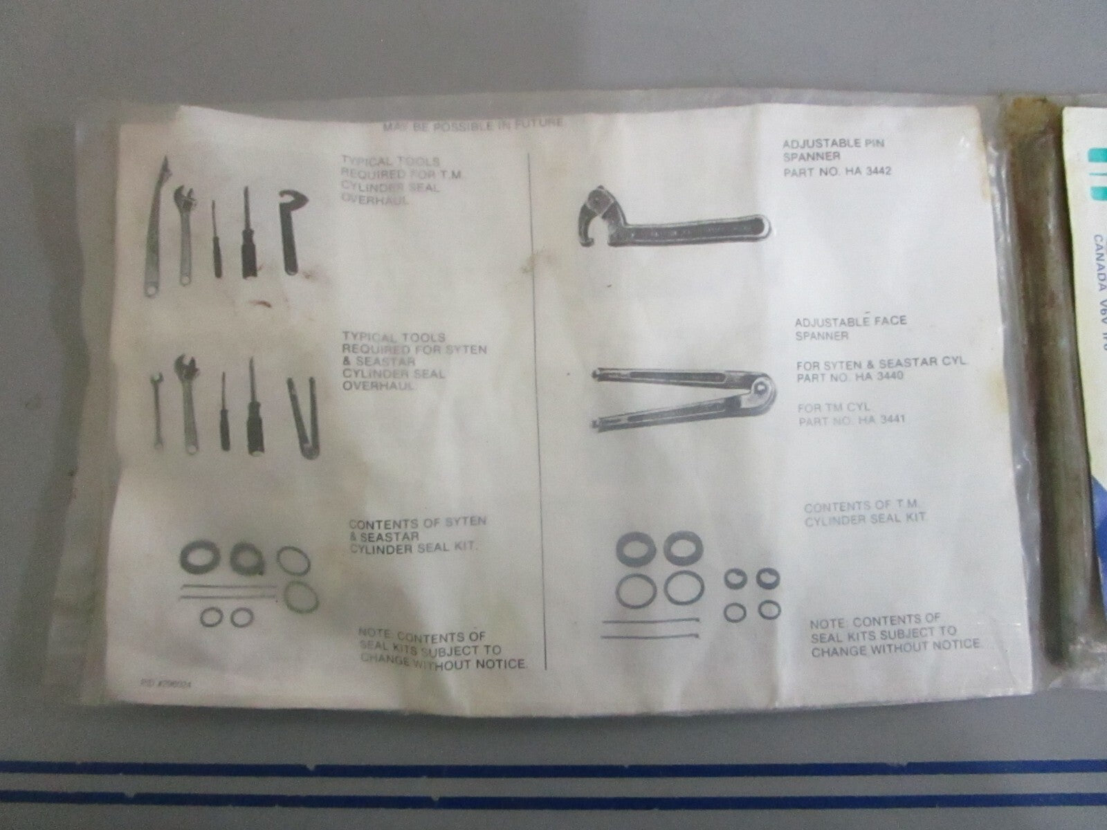 *NEW* 0820 Teleflex Seal Repair Kit HS-5184